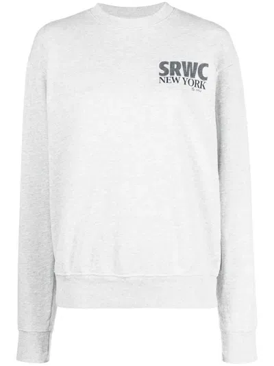 Sporty And Rich Slogan-print Cotton-blend Sweatshirt In Grau