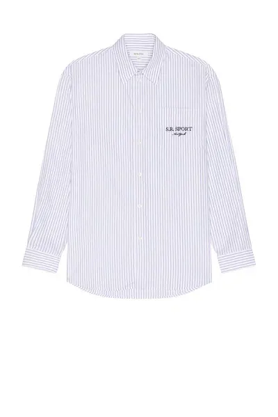 Sporty And Rich S.r. Sport Oversized Shirt In White & Navy