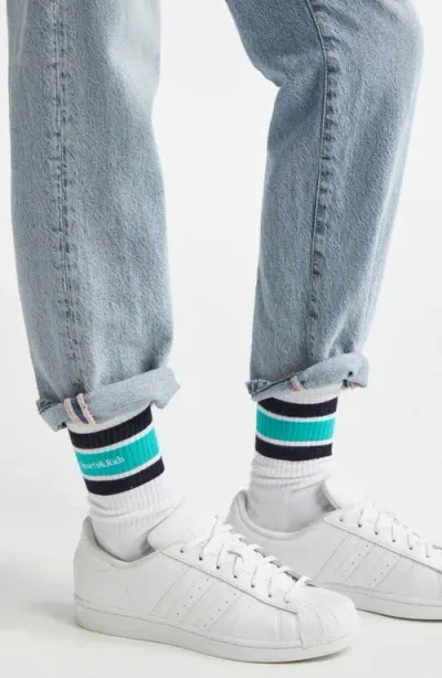 Sporty And Rich Sporty & Rich Stripe Crew Socks In White