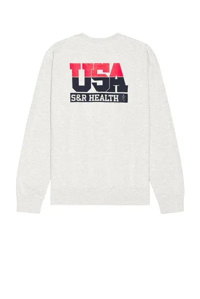 Sporty And Rich Team Usa Crewneck In Heather Grey