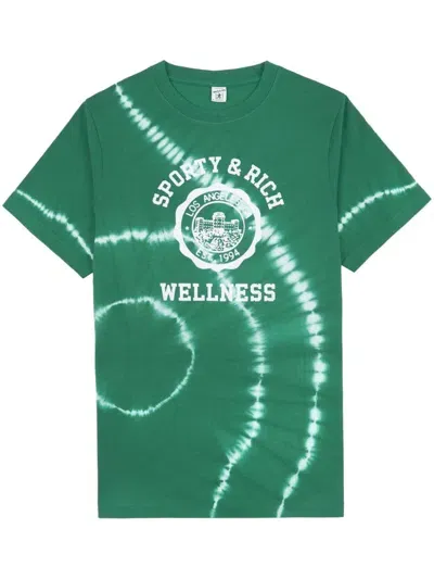 Sporty And Rich Tie-dye Cotton T-shirt In Green