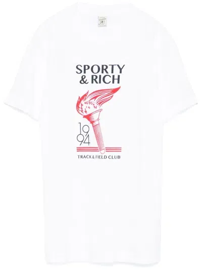 Sporty And Rich Torch-print T-shirt In White