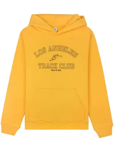 Sporty And Rich Track Club Logo-print Hoodie In Gold