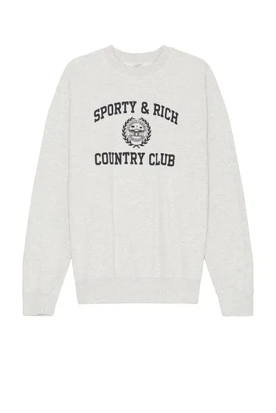 Sporty And Rich Varsity Crest Crewneck In Heather Grey