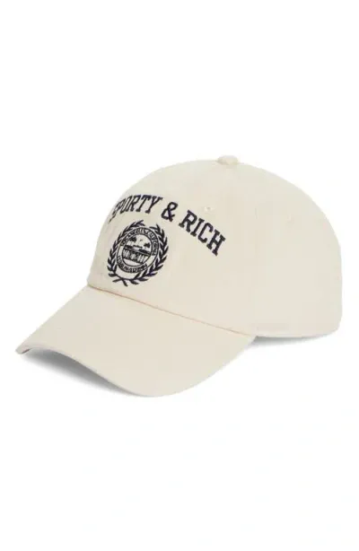 Sporty And Rich Sporty & Rich Varsity Crest Embroidered Baseball Cap In Neutral