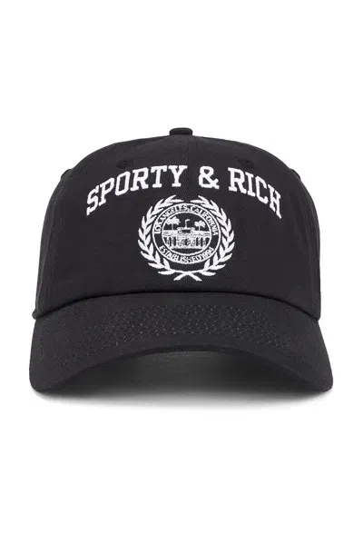 Sporty And Rich Varsity Crest Embroidered Hat In Faded Black