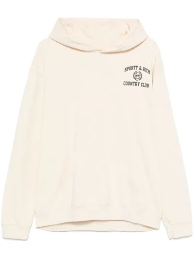 Sporty And Rich Varsity Crest Hoodie In Neutral