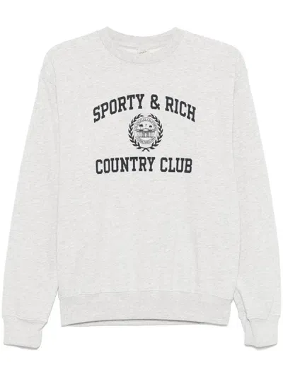 Sporty And Rich Varsity Crest Sweatshirt In Grey