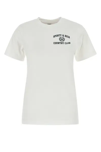 Sporty And Rich Varsity Crest T-shirt-l Nd Sporty & Rich Female In White