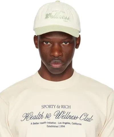 Sporty And Rich ホワイト＆グリーン Draft キャップ In White