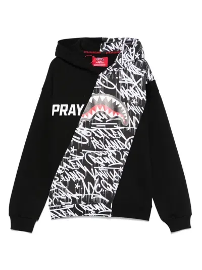 Sprayground Kid Kids' Diagonal Split Raceway Hoodie In Black