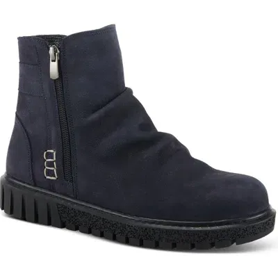 Spring Step Addlyn Scrunched Nubuck Bootie In Navy Nubuck