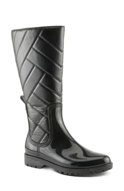 Spring Step Maiza Waterproof Quilted Rain Boot In Black