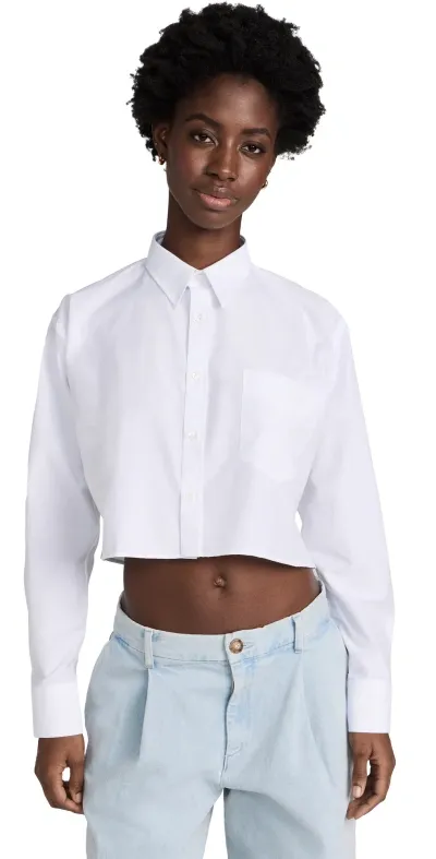 Sprwmn Cropped Button Up White