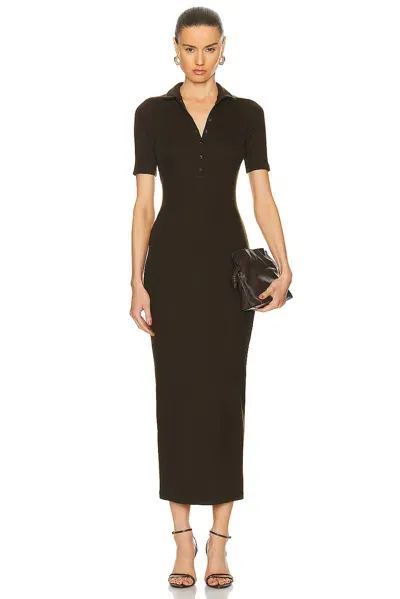 Sprwmn Rib Polo Maxi Dress In Americano