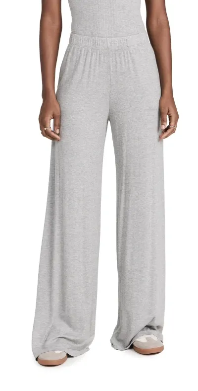 Sprwmn Rib Wide Leg Pants Heather Grey