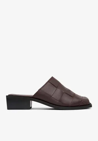 St Agni 40 Woven Leather Mules In Brown