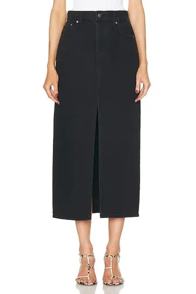 St Agni Denim Maxi Skirt In Washed Black