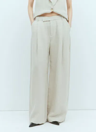 St Agni Linen Tailored Pants In Beige