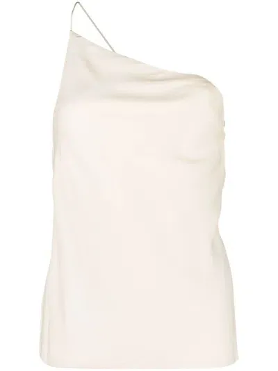 St Agni One-shoulder Asymmetric Lyocell Top In Neutrals