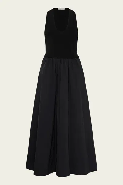 St Agni Plunge Neck Dress In Black