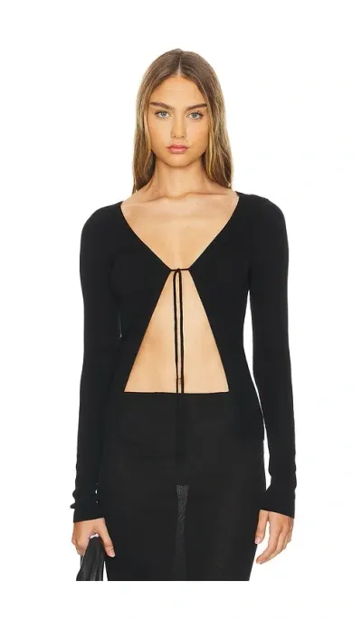 St Agni Rouleau Tie Reversible Knit Top In Black