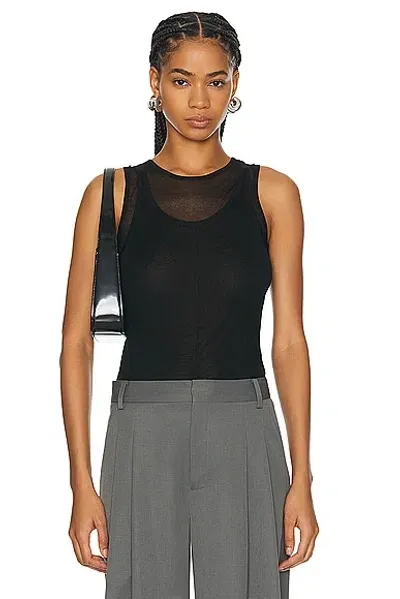 St Agni Semi Sheer Double Layer Tank Top In Black