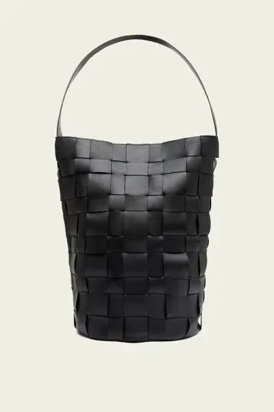 St Agni Woven Bucket Bag In Black In Neutral