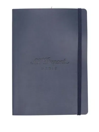 St Dupont Logo-print Notebook In Blue