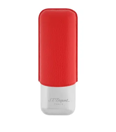 St Dupont S. T. Dupont Calf Leather 2-cigar Case In Red