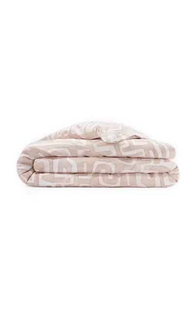 St. Frank Classic Kuba Cloth Cotton Percale King Duvet Cover In Light Pink