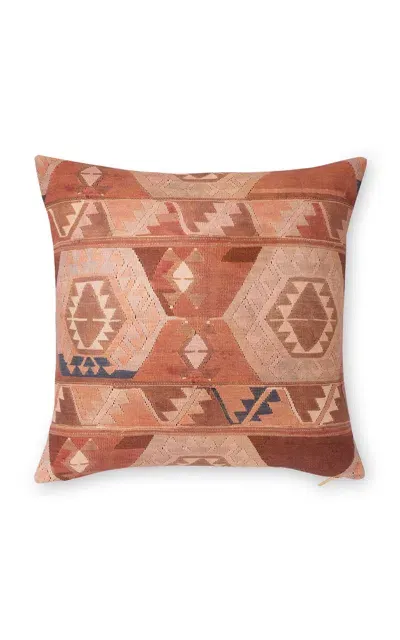 St. Frank Kilim Adobe Prism Linen-cotton Pillow In Brown