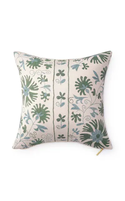 St. Frank Suzani Linen-cotton Pillow In Green