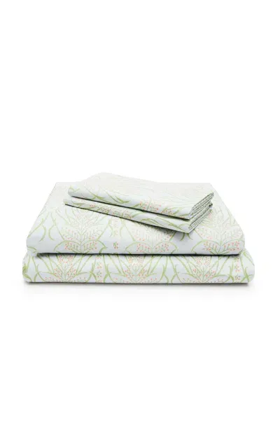 St. Frank Suzani Vines Cotton King Sheet Set In Green