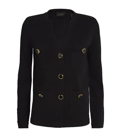 St John Button-trim Blazer Cardigan In Black