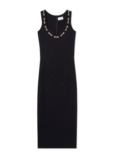 St John Chain Detail Milano Knit Dress In Black