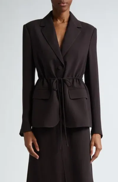 St John St. John Collection Fluid Satin Back Crepe Drawstring Blazer In Brown