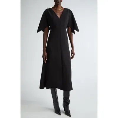 St John St. John Collection Flutter Sleeve Stretch Cady Midi Dress In Black