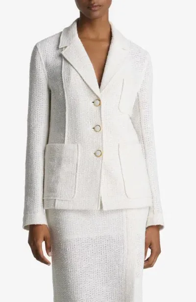 St John St. John Collection Lightweight Open Stitch Cotton Blend Blazer In Ivory