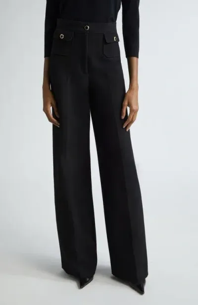 St John St. John Collection Stretch Crepe Straight Leg Pants In Black