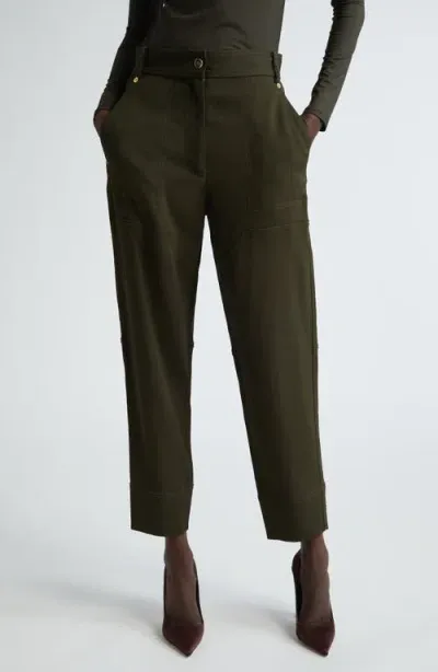 St John St. John Collection Stretch Twill Tapered Ankle Pants In Green