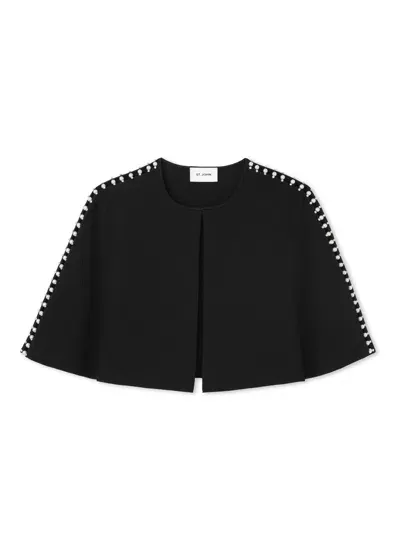 St John Embellished Evening Cape In Black