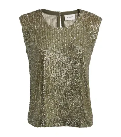 St John Embellished Tank Top In Green