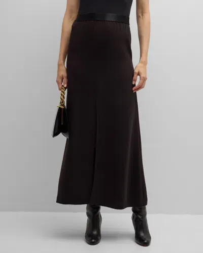 St John Italian Fluid Satin-back Crepe Maxi Skirt In Brown