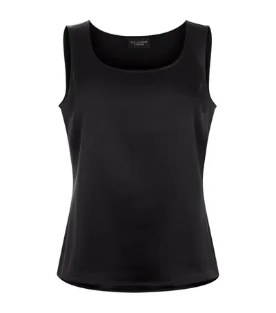 St John Liquid Satin Sleeveless Top In Black