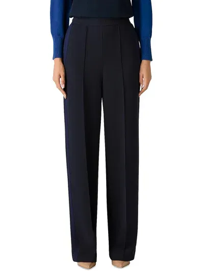 St John Italian Stretch Satin Slim-leg Ankle Pants In Black