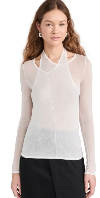 St Agni Semi Sheer Loop Top White