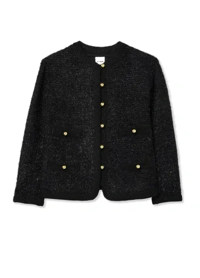 St John Lurex And Eyelash Textured Signature Knit Jacket In Black