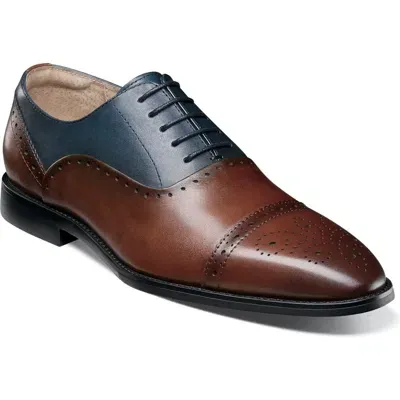 Stacy Adams Reynolds Cap Toe Oxford In Brown/navy