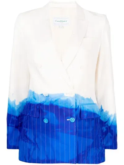 Stain Shade Tie-dye Wool Blazer In White